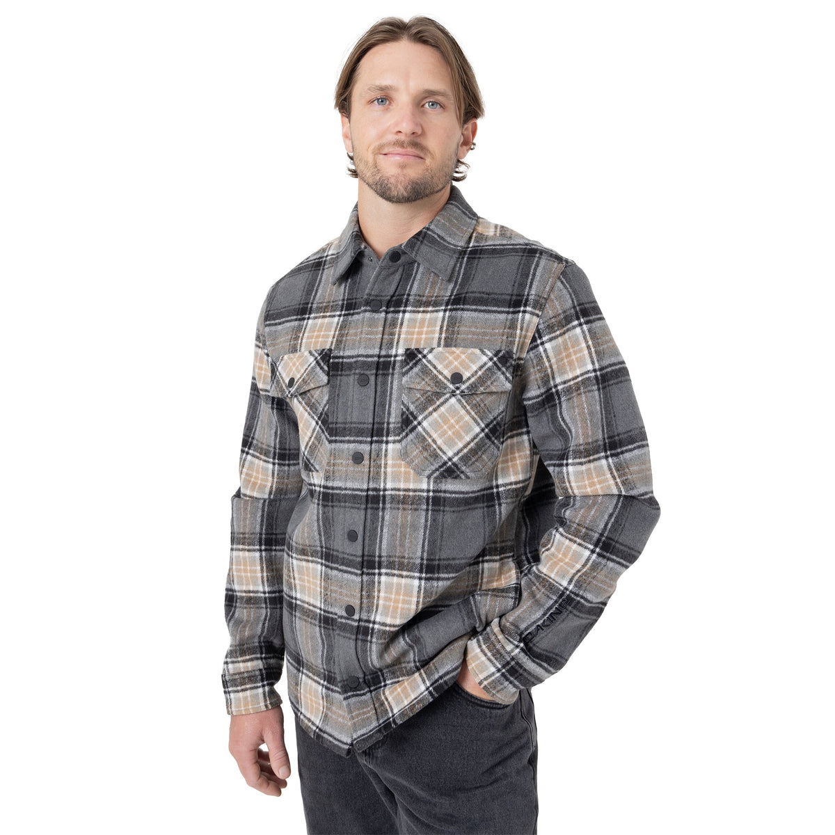Front Snap Fleece Jacket - Greypld