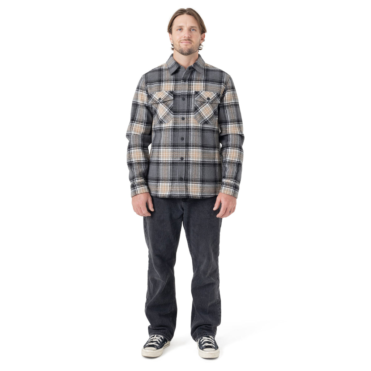 Front Snap Fleece Jacket - Greypld